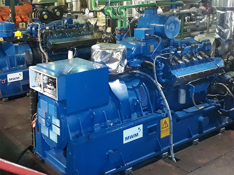 Two of the new MWM gas engines in the combined heat and power plant at the Madrid urban wastewater treatment plant.