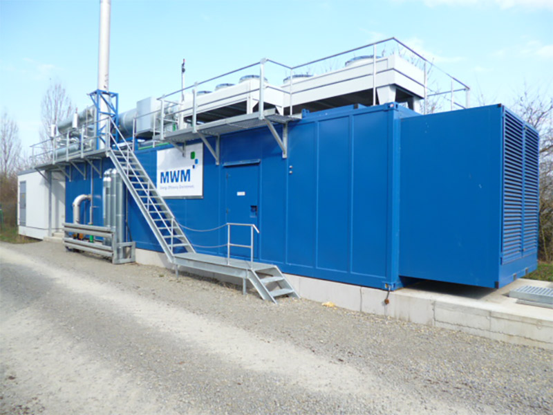 Container-Blockheizkraftwerk der Biogasanlage in Oberspiesheim (Foto: ÜZ Lülsfeld)