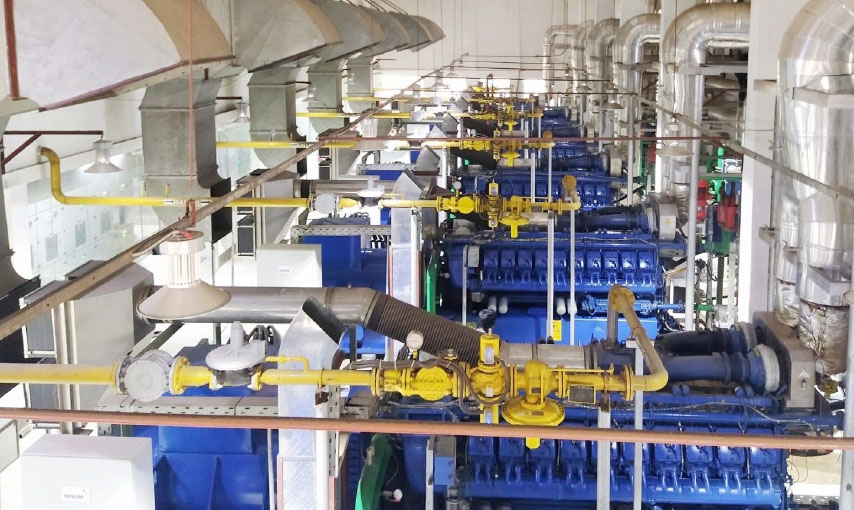 Anlage zur Energieversorgung in der Spinnerei mit sieben MWM Gasmotoren