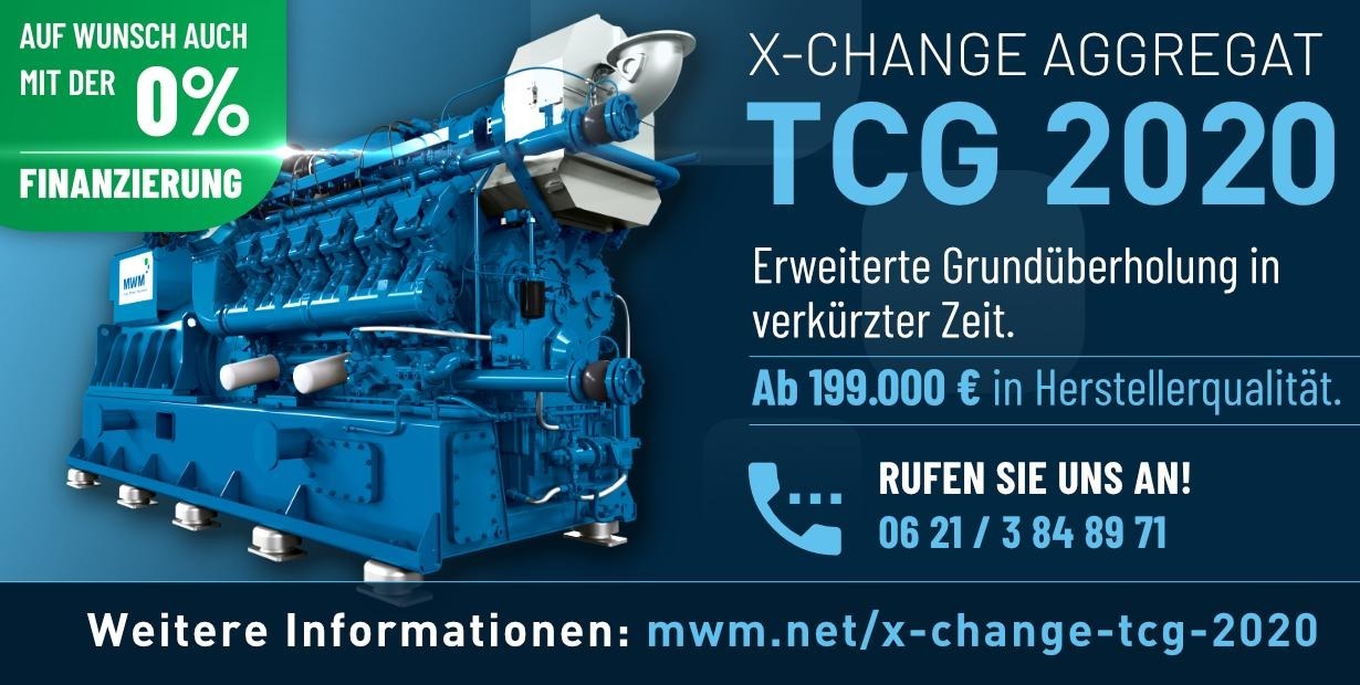X-Change Aggregate mit 0%-Finanzierung für MWM TCG 2020 Gasmotoren