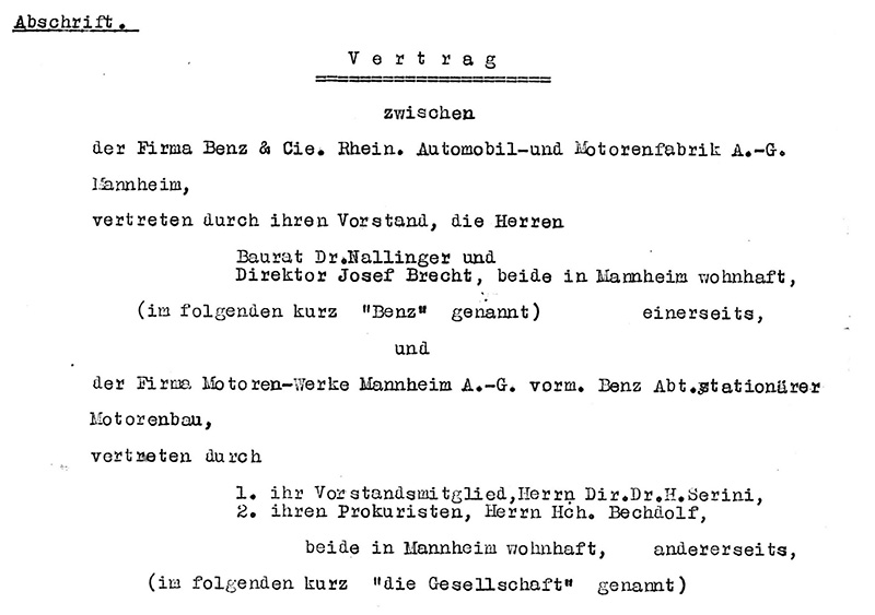 Motoren-Werke Mannheim Vertrag 1922