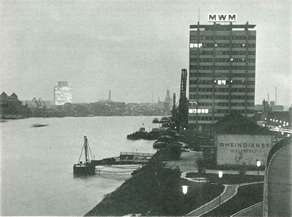 MWM Logo on the Roof of Mannheim's Oldest High-Rise Building