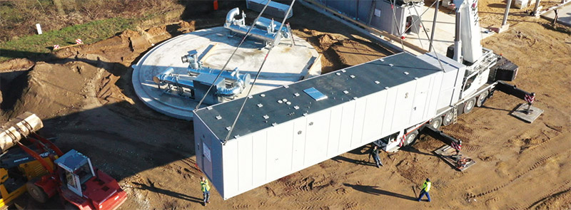 Delivery of a container for the cogeneration power plant with gas engine in Alfhausen. © Rasche & Weßler GmbH