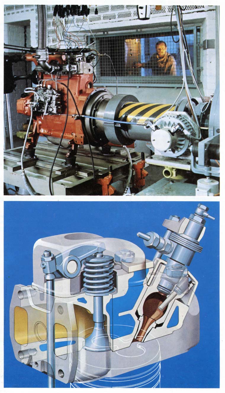 Diesel engine based on the diesel prechamber combustion method, cylinder head in section