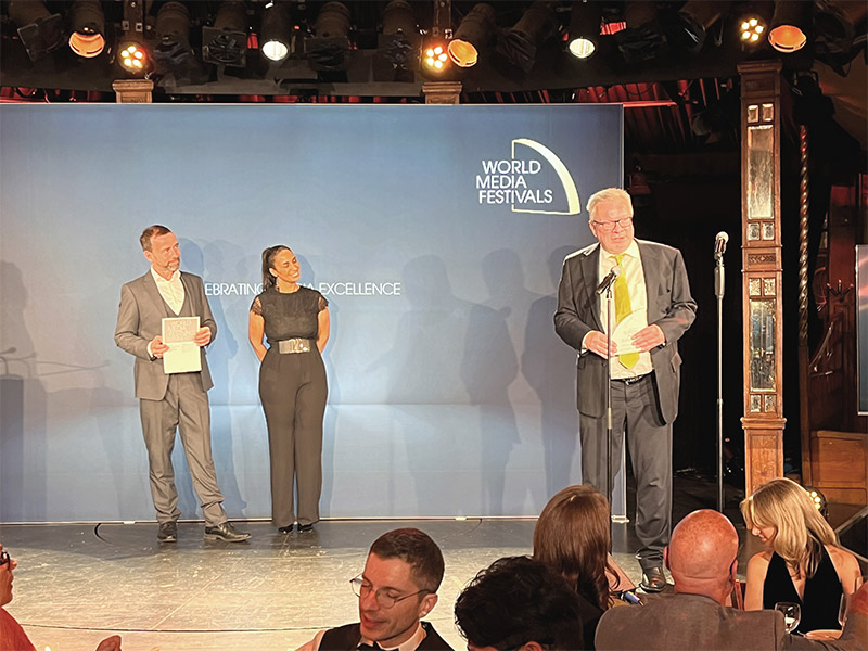 Official handover of the award on the stage of the WorldMediaFestivals 2025 in Berlin, Germany.